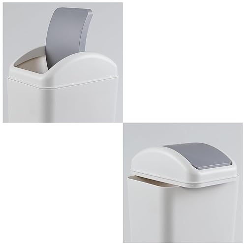 Miniatura 3 de Bote de basura de plástico de 3.5 galones con tapa giratoria, cubo de basura con tapa abatible, color gris