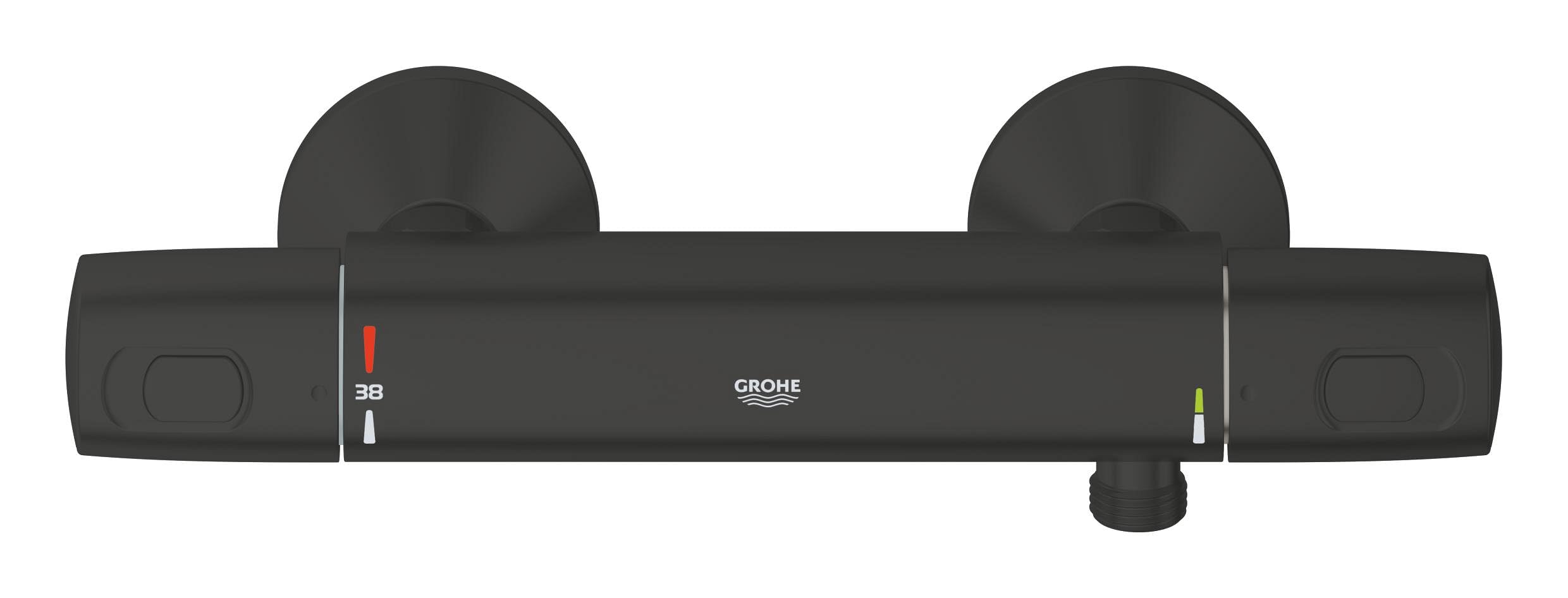 GROHE Precision Trend Mitigeur Thermostatique Douche, Economie d'Eau, Noir Mat, 1022172432