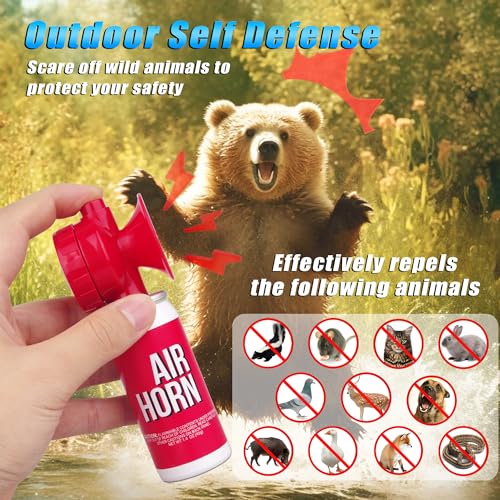 Image of Air Horn 1.4oz 4pcs, Loud Mini Safety Boat Air Horn Can, Sports Event Starting Horn, Mini Small Compressed Blow Fog Bear, Celebrate Victory(4,Red)