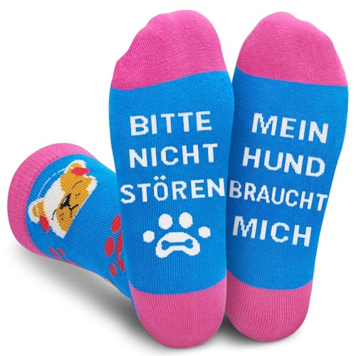 Gemtte Hundesocken Socken mit Spruch, Lustige Geschenke für Hundebesitzer Frauen Weihnachten, Hunde Socken Geburtstagsgeschenk für Hundemama