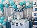 102Pcs Blue White and Grey Balloon Garland Arch Kit-100pcs Latex Balloons, 16 Feets Arch Balloon Strip Tape for Elephant Baby Shower Boy Birthday Party Decorations
