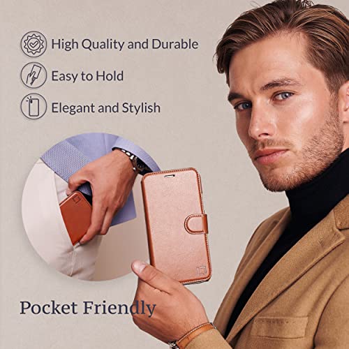 Compatible For iPhone 11 Wallet Case for Women and Men - Case with Card Holder - [Slim + Durable] - Faux Leather -Flip Cell Phone case- i Phone 11 Purse Cases - Folio Cover - Caramel Brown - Thumbnail 6