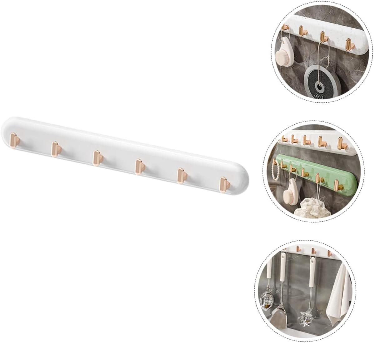 Cabilock Wall-Mounted Adhesive Utility Hooks 6pcs Platinum, No-Drill Kitchen Towel Hat Coat Organizer for Bathroom and Home Storage