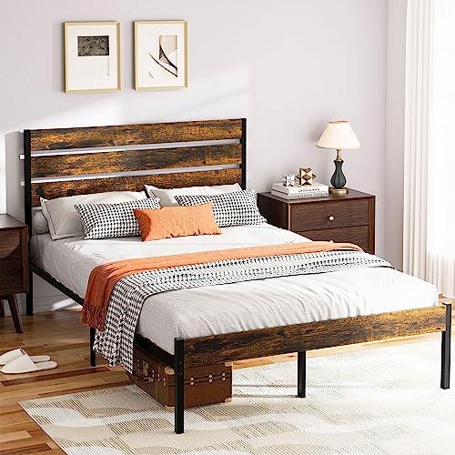 Image of Shintenchi California King Size Round Bed Frame with Steel Slat Support, Platform Metal with Headboard and Footboard, No Box Spring Needed, Noise Free, Easy Assembly
