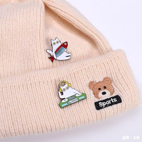Image of Cute Music Cat Enamel Pins for Backpacks,Cool Cat Band Lapel Pins Set Anime Brooch for Jackets Hats Decoration