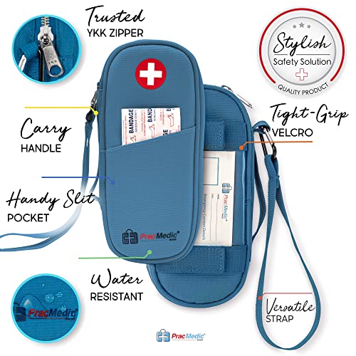 Pracmedic Bags Epipen Carrying Case- Holds Epi Pens, Auvi Q, Epinephrine, Inhaler, Medicine Syringe, Diabetic Supplies, Portable And Insulated, Travel Medicine Bag For Emergencies, Updated (Teal) #TOP2