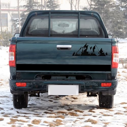 Image of RUIANTE Truck Tailgate Wraps Stickers Decals Pickup Tailgates Car Rear Gate Decals Mountain Pattern Graphics Vinyl Stickers Car Decals Long Stipe for Car Pickups Trucks Trunk (2PC Black)