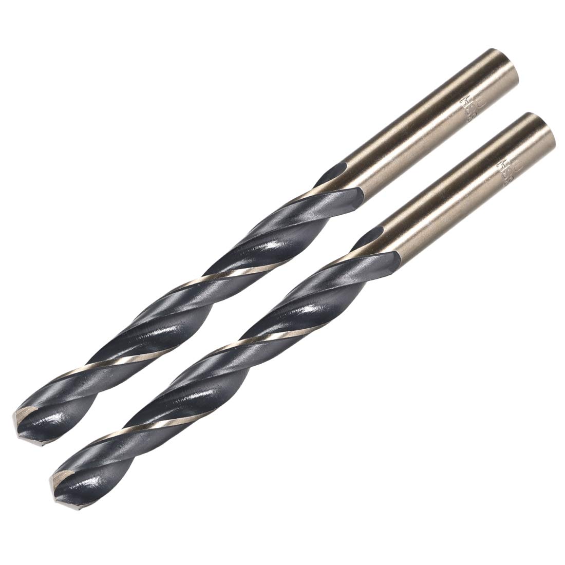 uxcell 2pcs Straight Shank Twist Drill Bits 10mm Gold Titanium & Black Nitride Coated High Speed Steel (HSS) 4341 with 10mm Shank for Stainless Steel