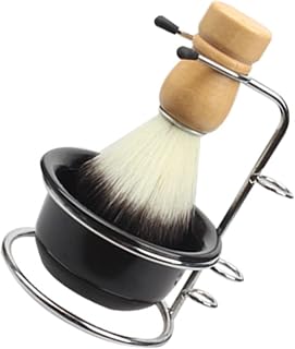 KALLORY Conjunto de pincéis de barbear para mesa kit de barbear, kit de barbear masculino de texugo para cabelo, saboneteira, suporte de segurança, escova de barba, kit de acessórios de barbear, para homens, marido, pai, conjunto de presente, sabonete de barbear