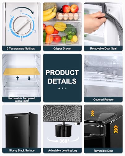 image for Upstreman 3.2 Cu.Ft Mini Fridge with Freezer, Single Door Mini Fridge,