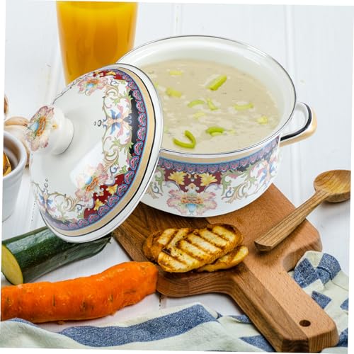 Casserole émaillée double anse avec couvercle marmite soupe - 4