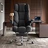 Efomao Chaise de Bureau 200 kg, Fauteuil de Direction Robuste en Tissu avec Repose-Pieds, Chaise d'Ordinateur Ergonomique à Haut Dossier, Siège de Télétravail Inclinable avec Rembourrage Épais (Noir)