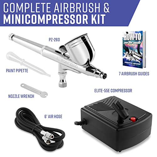 Pointzero Multi-Purpose Dual-Action Airbrush Set - Mini Compressor Kit #TOP1