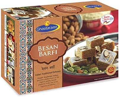 Ghasitaram's (Mumbai) Besan Barfi, Authentic Indian Food and Sweets Mithai - 400 Grams (14 oz)