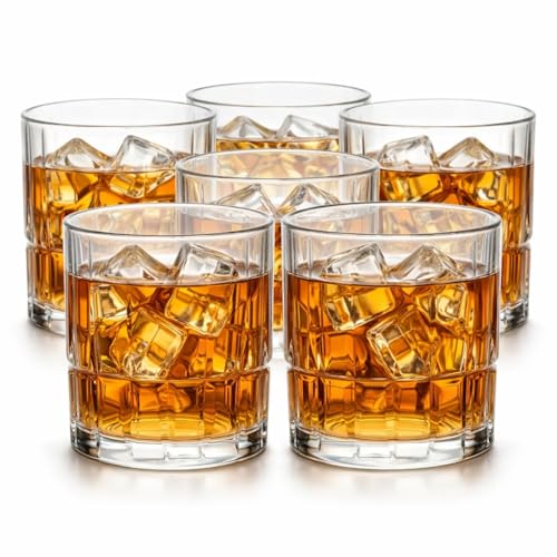 Jogo de Copos de Vidro para Whisky Kit 6 Copos Baixos 340ml Transparentes Base Grossa Alta Resistência Design Elegante para Drink Água Suco Bar Cozinha Premium