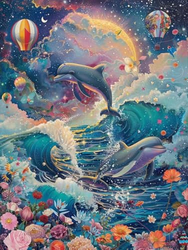 Kit Broderie Diamant Dauphins à offrir pour un projet DIY créatif et captivant