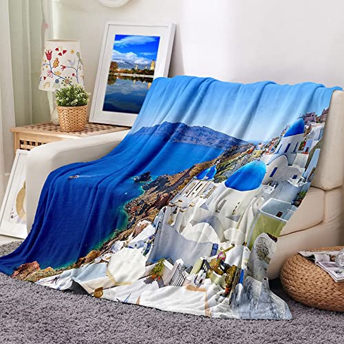 Couverture flannel KnSam de qualité supérieure bleu blanc 150cm - 2