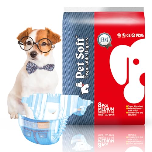 Image of Pet Soft Dog Diapers Female, Disposable Dog Diapers, Cat Diaper for Female Cats, Puppy Diaper 8pcs Medium