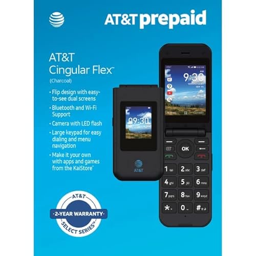 At&T Cingular Flex 4G Lte Flip Phone Attea211101, 4Gb, Charcoal, Carrier Locked To At&T Gray #TOP2