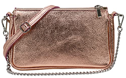 SH Leder Echtleder Schultertasche Umhängetasche Handtaschen Clutch kleine Tasche Abendtasche 23x13cm Jennie G323 (Rosegold)