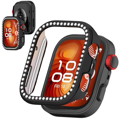 �y�L���L���P�[�X�zFINEEN huawei watch fit 4 �P�[�X �L���L�� PC�f�� 51�̃N���X�^���_�C�������h���� �Ή� huawei fit 4 ��p �ی�P�[�X �ȒP���t�� �ϏՌ��� 100%?�q�x�A���ߗ� for �t�@�[�E�F�C�t�B