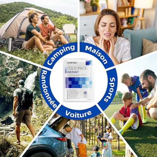 HONYAO Poche Froid Instantané 24 Pièces, Pack de Froid Instantané Jetables pour Soulager la Douleur, Gonflement, Inflammation, Entorses, Sport Maison Voyage Randonnée – vue 5