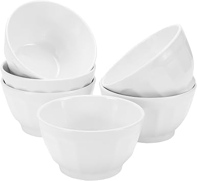 White Melamine Bowls Set of 6 5-inch 18oz Cereal Bowls