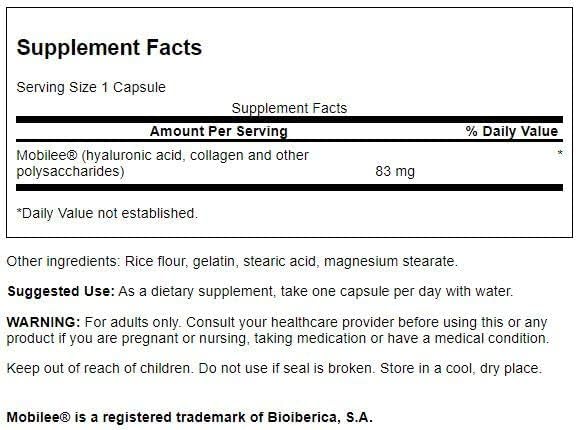 Miniatura 2 de Swanson Complejo de ácido hialurónico hialurónico de alta potencia 83 miligramos 60 cápsulas