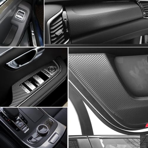 Image of HOME13 Black 3D Carbon Fiber Vinyl Wrap Car & Bike DIY Wrap Sheet Roll Film Sticker Decal Rated for Automotive Use (12 x 72, 3D Black Carbon)