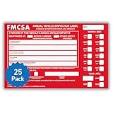 25 Pack Buck Aluminum Annual Vehicle Inspection Label with Punch Boxes, 2 Mil Red FMCSA Self Adhesive Sticker, DOT Compliant, Weatherproof, Tear Resistant, Easy to Write On, 6" x 3.5" - Made in USA