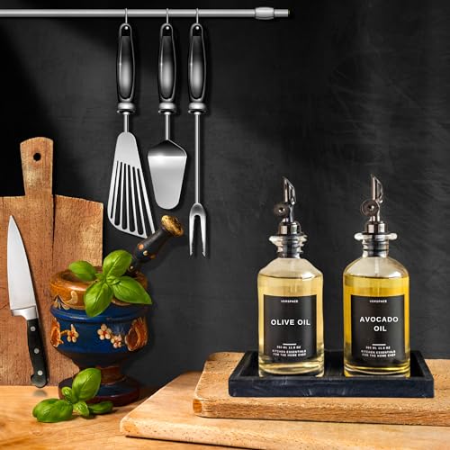 Black & White Oil Vinegar Labels Sets - 66 PCS Waterproof, Tear Resistance Sticker Labels for Kitchen
