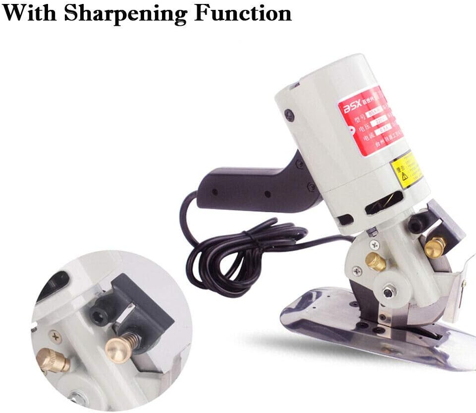Electric Cloth Cutter Rotary Cutter 3.6 Inch Rotary Blade Fabric Cutting Machine Octagonal Knife Electric Hand Push Scissors for Multi Layer, 200W, 1.2 Inch Cutting Capacity, 110V