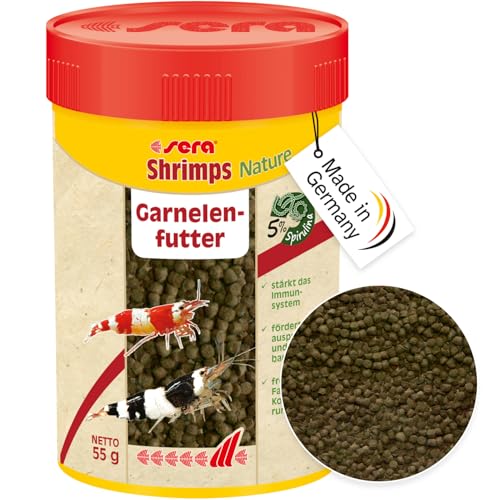 sera Shrimps Nature 100 ml | Natürliches Garnelenfutter mit Spirulina & Erlenzapfen für Süß- & Salzwasser Aquarien | Fördert Gesundheit, Farbenpracht & Abwehrkräfte | Ohne Farb- & Konservierungsstoffe