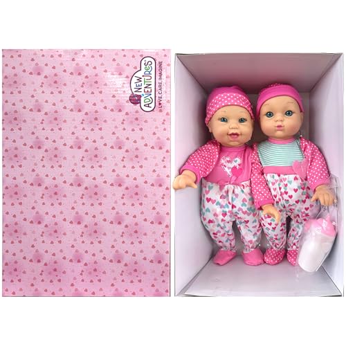 Muñecas gemelas parlantes 12" con sonidos y accesorios miniatura 6