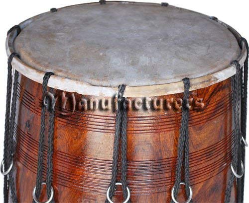 Fasherati Punjabi Bhangra solido fatto a mano Sheesham legno Dhol tamburo con bastone