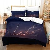 éclair Parure De Lit ,Microfibre Housse De Couette Et Taies d'oreiller, Impression 3D Chambre Literie Ensemble,Mystère Convient Aux Garçons Filles Adolescents Adultes Double（200x200cm）