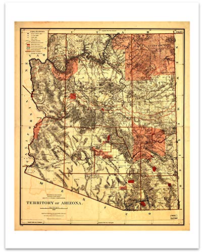 State Of Arizona Vintage Map Circa 1887-11 x 14 Unframed Print - Great Housewarming Gift for the Arizonan in Your Life