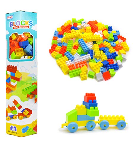 Jumbo Large Building Blocks Playset for Young Children, Kids, and Toddlers - Toys for Preschool and Daycare - Early Development Toys for Infants - Build Cars, Houses, (Includes 142 Pieces - Ages 3 +)