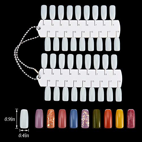 6 Sets 216 Tips Double Layer Nail Color Display Card Plastic Polish Board Nails Display Palette Board With Chain For Nail Design Practice Design Training #TOP1