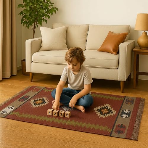 Tapete kilim reversible 91x152 cm diseño geométrico multicolor miniatura 2