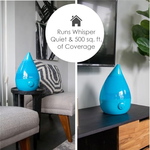 Image of Crane Ultrasonic Cool Mist Humidifier for Bedroom, Baby Nursery, Kids Room, Plants, or Office, Large 1 Gallon Tank, Filter Optional, Aqua