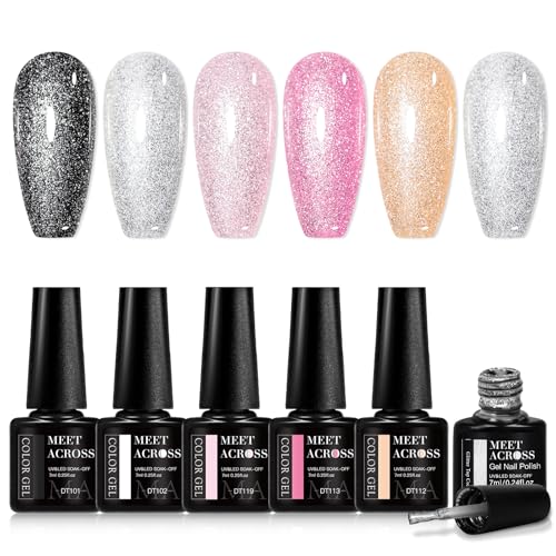 Set de 6 Esmaltes de Gel con Brillo Nude Rosado