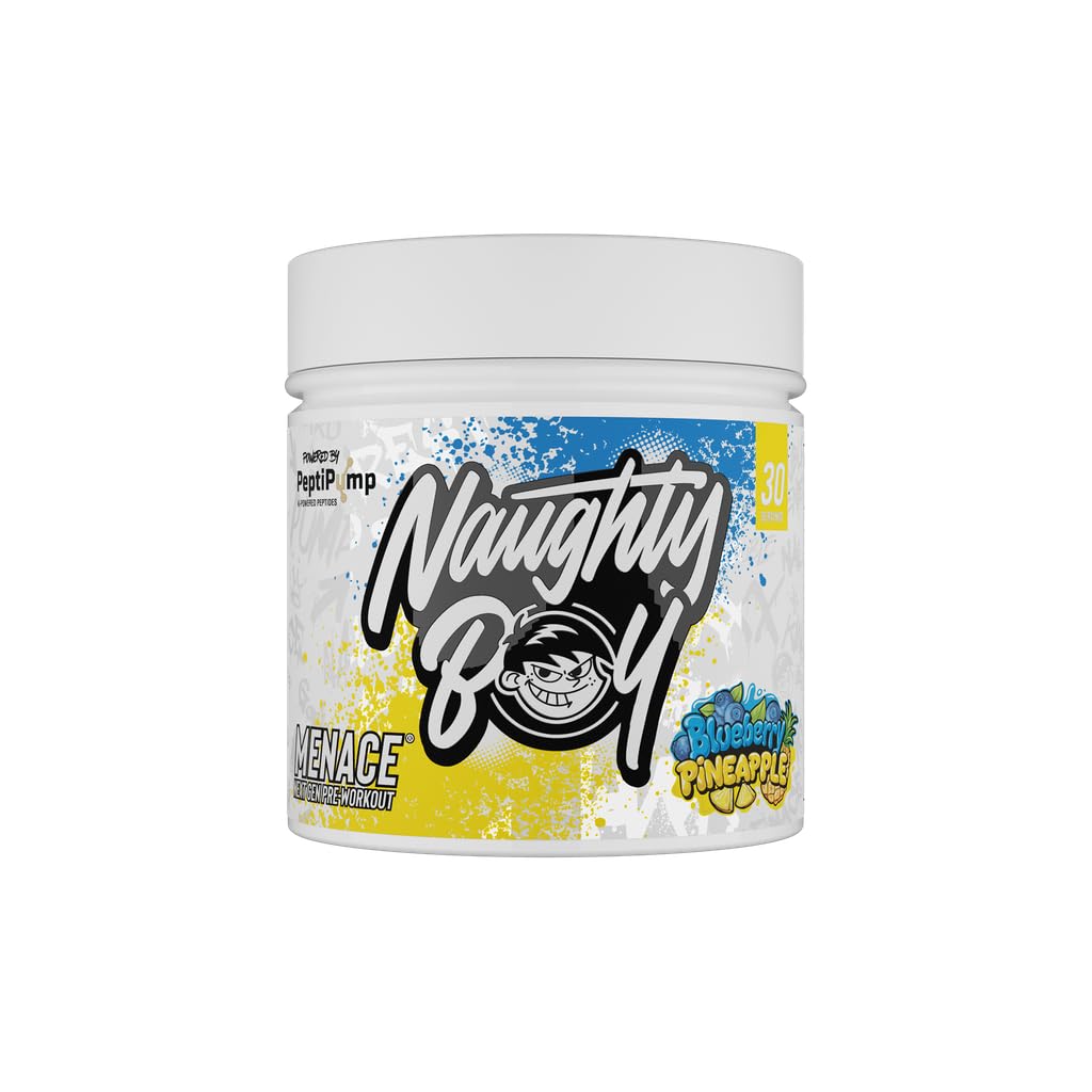 Naughty Boy Menace V2 Pre Workout Powder - High Stim Pre-Workout Supplement for Energy, Focus, Pump & Performance, Gym Training & Endurance - [ 30 Servings ] (Blueberry Pineapple)