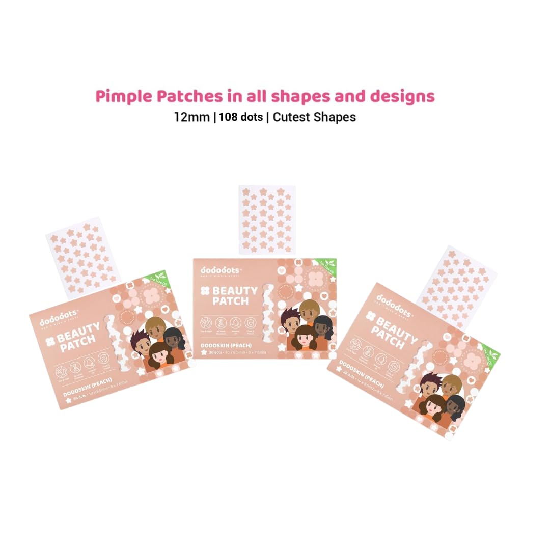dododots Beauty Patch | DodoSkin 3 im Set Pfirsichbündel | Stern-Pickel-Patches | niedliches Hydrokolloid-Akne-Pflaster | Teebaumöl Akne-Pflaster | schnelle und einfache Behandlung von