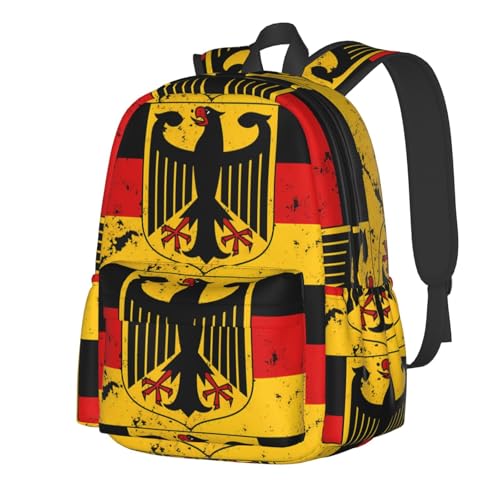 SEOCKA Germany Coat Of Arms German Flag Laptop Commuter Backpack Shoulder Bag Casual Back Pack Daypack Bags With Side Pockets For Work Travel Daily Use