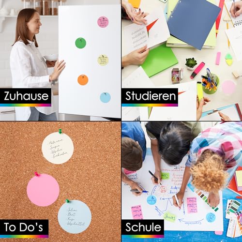 OfficeTree 250x Moderationskarten Rund 10cm - Metaplankarten Rund 6 Farben - Moderationskarten Set Bunt - Lehrerbedarf für Präsentation und Vortrag