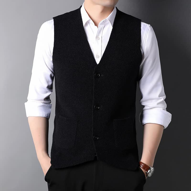 Man Slim Fit Knit Cardigan Sweater Vest Men Vintage Winter Woolen Sleeveless Clothes4