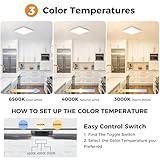 slochi LED Ceiling Light, 3000K/4000K/6500K 3 Color Temperature, IP54 Waterproof Bathroom Light, Modern Square LED Ceiling Light for Bedroom, Kitchen, Hallway, Outside Porch and More - Image 4