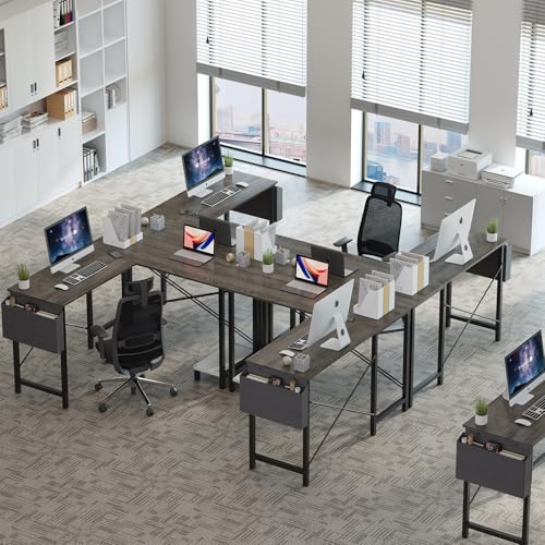 Image of OLIXIS 50-Inch L Shaped Desk, Grey Office Computer Gaming Desk Corner PC Table with Side Bag and Reversible Shelf for Home Work Study Writing, Sturdy Durable Design with Easy Setup