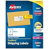 Avery Printable Shipping Labels with Sure Feed, 2' x 4', White, 2,500 Blank Mailing Labels (5963)